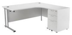 Smart - 1600mm Right Hand Crescent Desk and Pedestal.